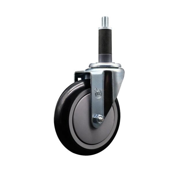 5'' Black Poly Wheel Swivel 1'' Expanding Stem Caster